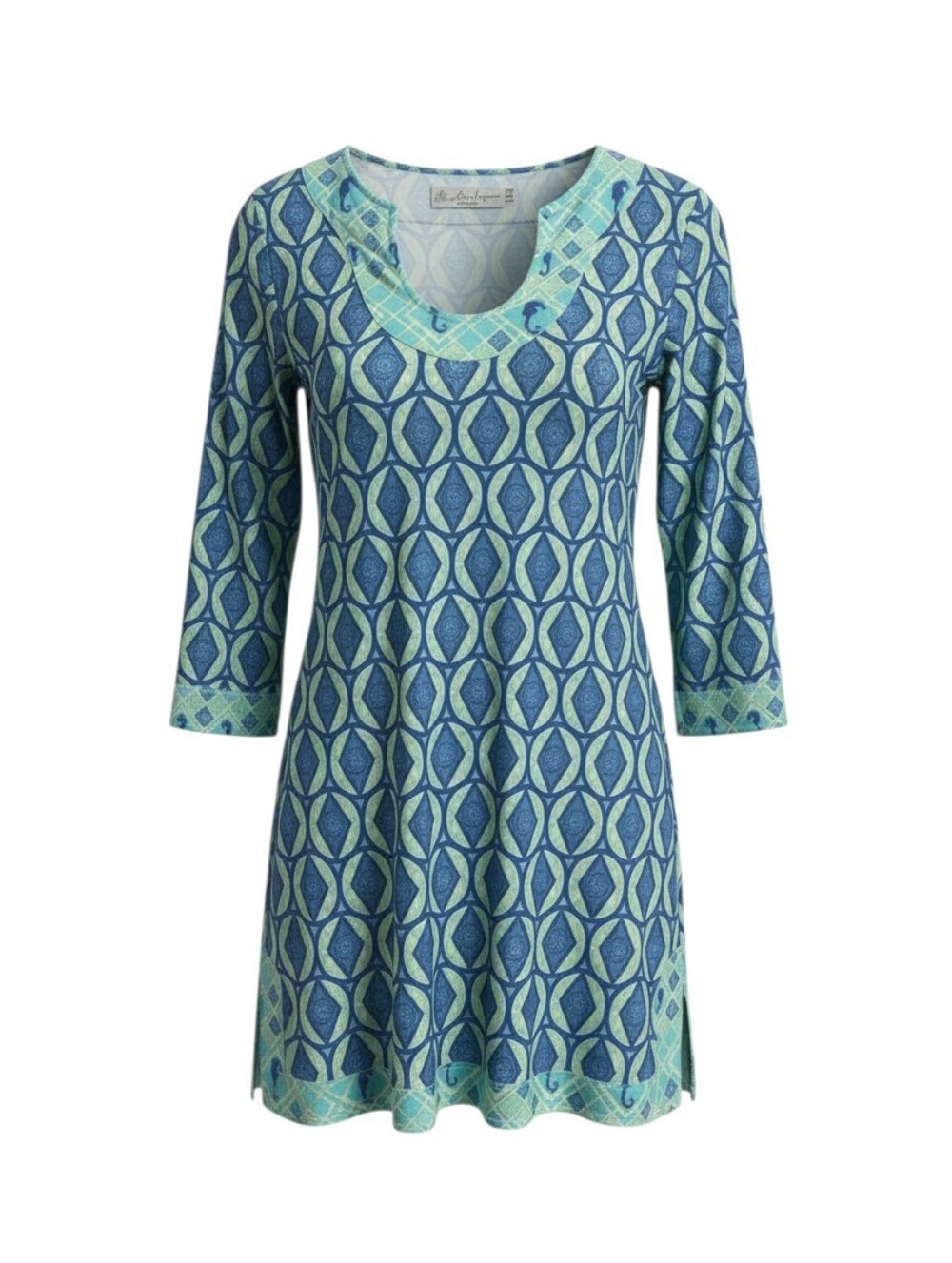 Ava Lynn Beachy Tunic - Aqua/Navy, Size S